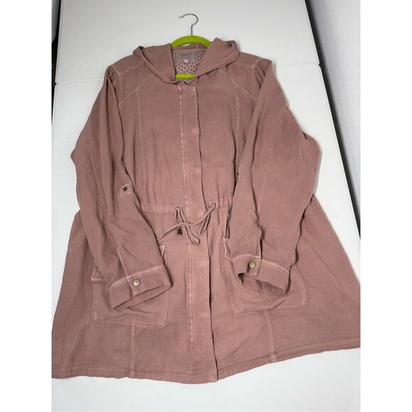 Torrid Women’s Twill Anorak Blush Pink Hooded Full Zip Jacket Size 2 pockets - Picture 6 of 11